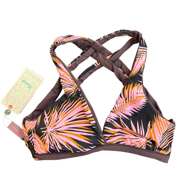 Maaji M tropical print reversible bikini top criss cross straps - Picture 1 of 10